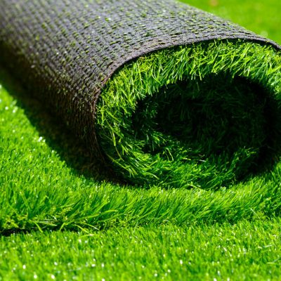 rolled up artificial grass turf lead